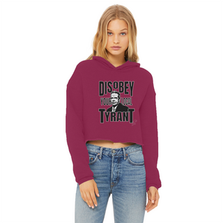 Buy burgundy Disobey Cuomo Ladies Cropped Raw Edge Hoodie