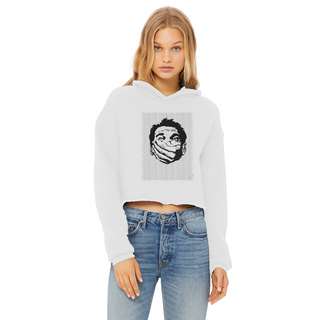Buy white Big Brother Obey Submit Comply Ladies Cropped Raw Edge Hoodie