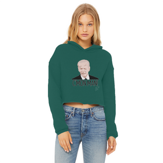 Buy dark-green C’mon Man Biden Ladies Cropped Raw Edge Hoodie