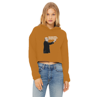 Buy orange Taxation is Robbery Rothbard Ladies Cropped Raw Edge Hoodie
