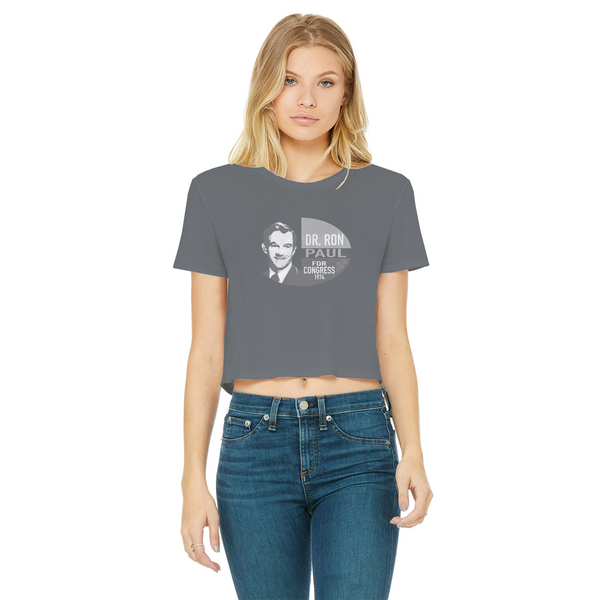Ron Paul for Congress B&W Classic Women's Cropped Raw Edge T-Shirt