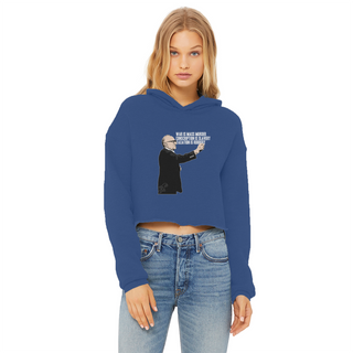 Buy royal-blue Taxation is Robbery Rothbard Ladies Cropped Raw Edge Hoodie