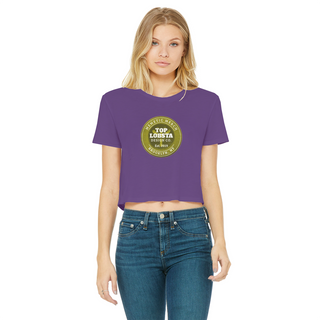 Buy purple TopLobsta Retro logo Classic Women's Cropped Raw Edge T-Shirt