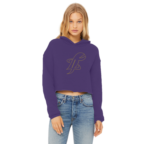 TopLobsta double line logo Ladies Cropped Raw Edge Hoodie