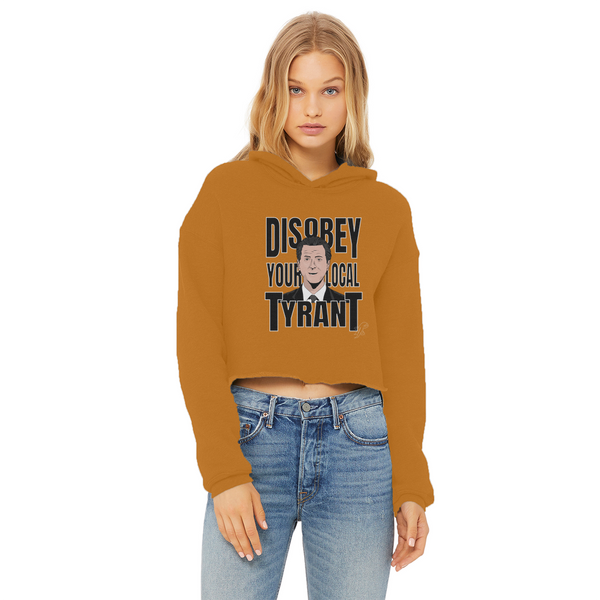 Disobey Newsome Ladies Cropped Raw Edge Hoodie