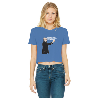 Buy royal-blue Taxation is Robbery Rothbard Classic Women's Cropped Raw Edge T-Shirt