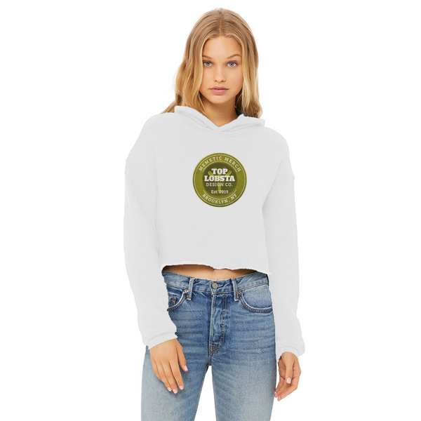 TopLobsta Retro logo Ladies Cropped Raw Edge Hoodie