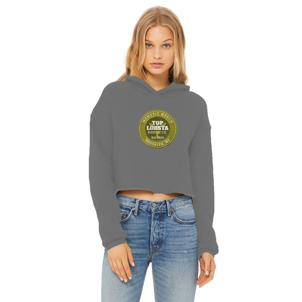 TopLobsta Retro logo Ladies Cropped Raw Edge Hoodie