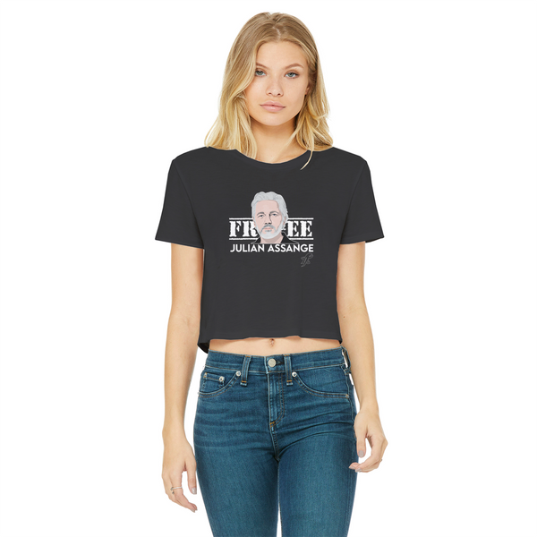 Free Assange Classic Women's Cropped Raw Edge T-Shirt