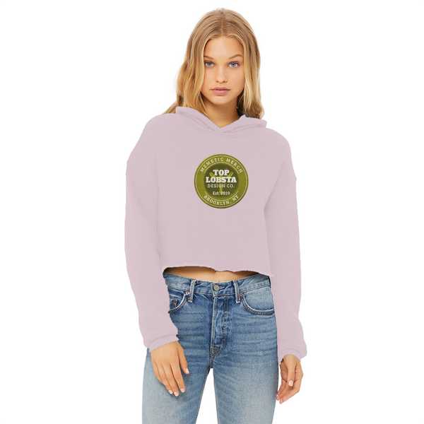 TopLobsta Retro logo Ladies Cropped Raw Edge Hoodie