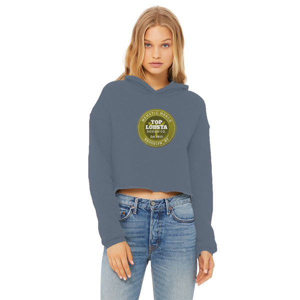 TopLobsta Retro logo Ladies Cropped Raw Edge Hoodie