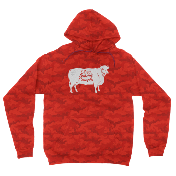 Obey. Submit. Comply. Cattle Camouflage Adult Hoodie