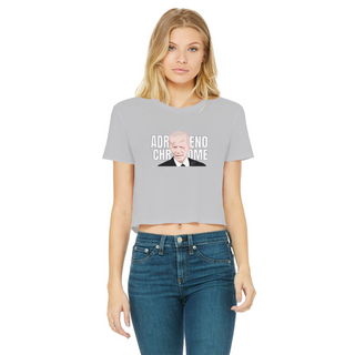 Buy light-grey ADRENOCHROME Classic Women's Cropped Raw Edge T-Shirt