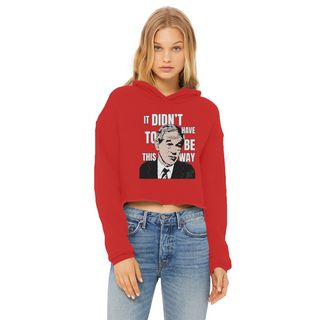 Buy red It Didn’t Have To Be This Way RP Ladies Cropped Raw Edge Hoodie
