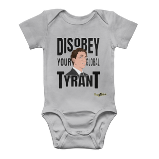 Buy light-grey Disobey Your Global Tyrant Trudeau Classic Baby Onesie Bodysuit