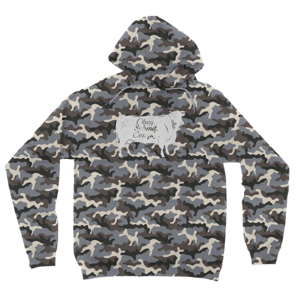 Obey. Submit. Comply. Cattle Camouflage Adult Hoodie