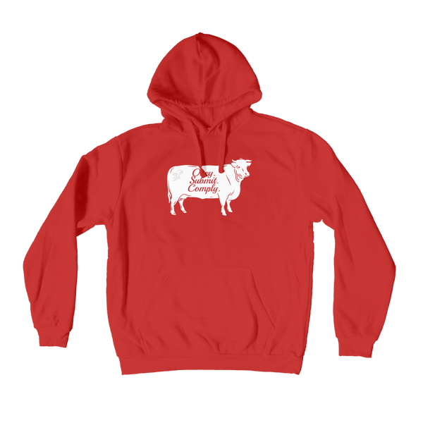 Obey. Submit. Comply. Cattle Premium Adult Hoodie