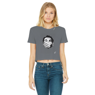 Buy dark-grey Big Brother Obey Submit Comply Classic Women's Cropped Raw Edge T-Shirt