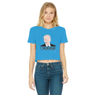 Buy sapphire C’mon Man Biden Classic Women's Cropped Raw Edge T-Shirt