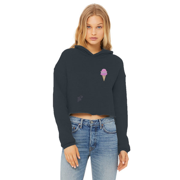 Obey. Submit. Comply. Ice cream Ladies Cropped Raw Edge Hoodie