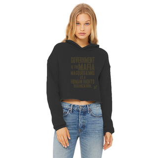 Buy black Government is the Mafia Ladies Cropped Raw Edge Hoodie