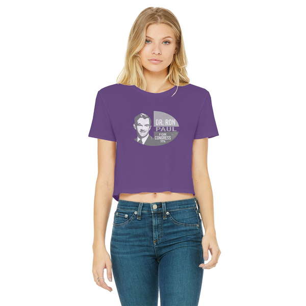 Ron Paul for Congress B&W Classic Women's Cropped Raw Edge T-Shirt