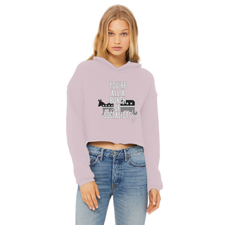 Buy light-pink You’re All A Bunch Of Socialists Ladies Cropped Raw Edge Hoodie