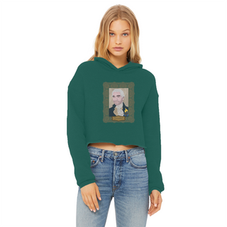 Buy dark-green Consistent Ladies Cropped Raw Edge Hoodie
