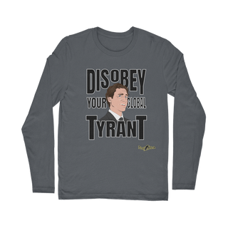 Buy dark-grey Disobey Your Global Tyrant Trudeau Classic Long Sleeve T-Shirt