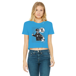 Buy sapphire Wear the Mask Classic Women's Cropped Raw Edge T-Shirt