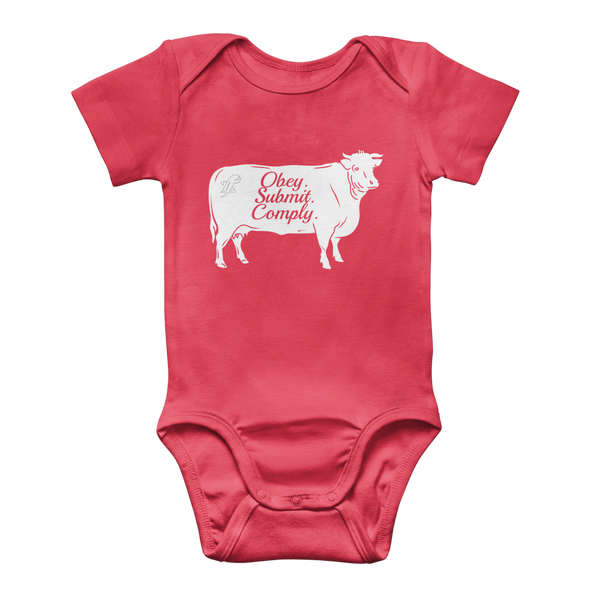 Obey. Submit. Comply. Cattle Classic Baby Onesie Bodysuit