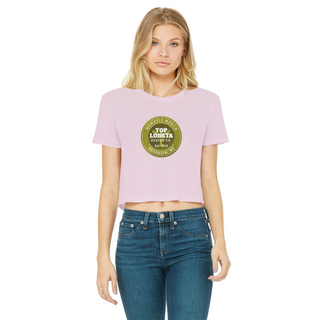 Buy light-pink TopLobsta Retro logo Classic Women's Cropped Raw Edge T-Shirt