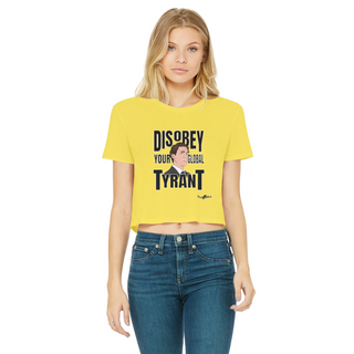 Buy daisy Disobey Your Global Tyrant Trudeau Classic Women's Cropped Raw Edge T-Shirt