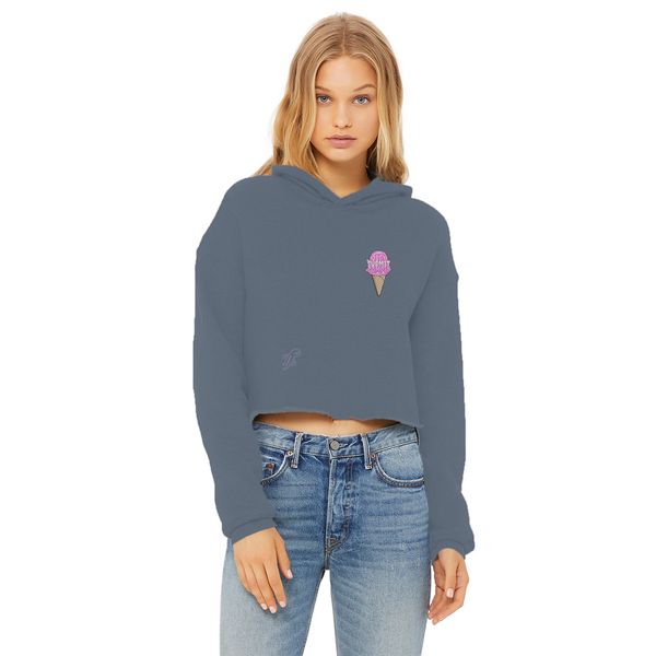 Obey. Submit. Comply. Ice cream Ladies Cropped Raw Edge Hoodie
