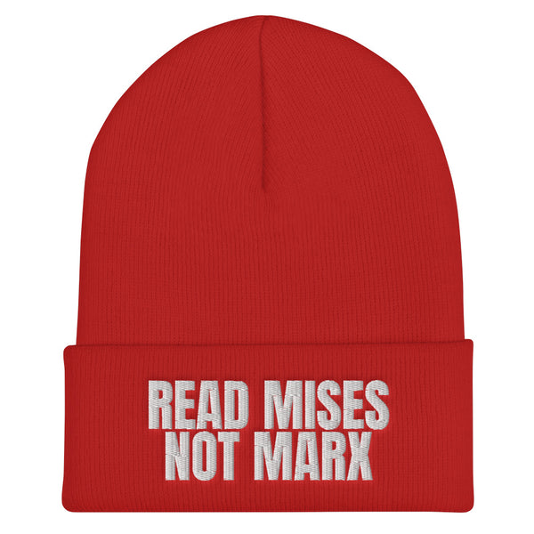 Read Mises, Not Marx Cuffed Beanie