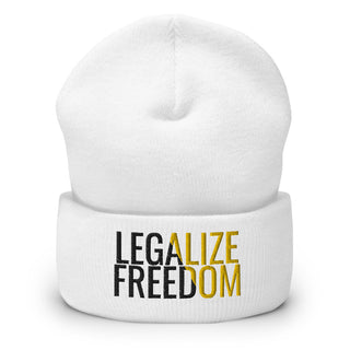 Buy white Legalize Freedom Cuffed Beanie