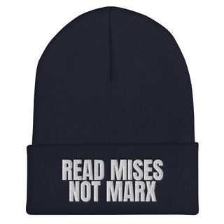 Buy navy Read Mises, Not Marx Cuffed Beanie