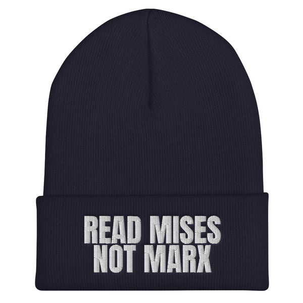 Read Mises, Not Marx Cuffed Beanie