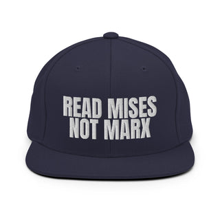 Buy navy Read Mises, Not Marx Snapback Hat