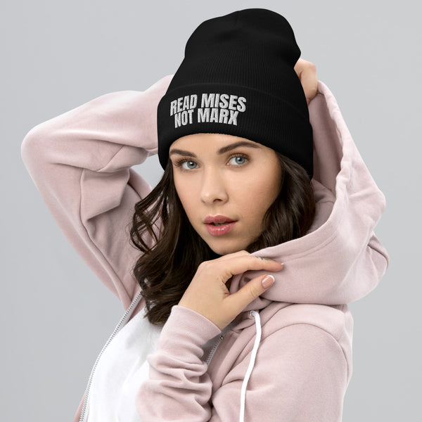 Read Mises, Not Marx Cuffed Beanie