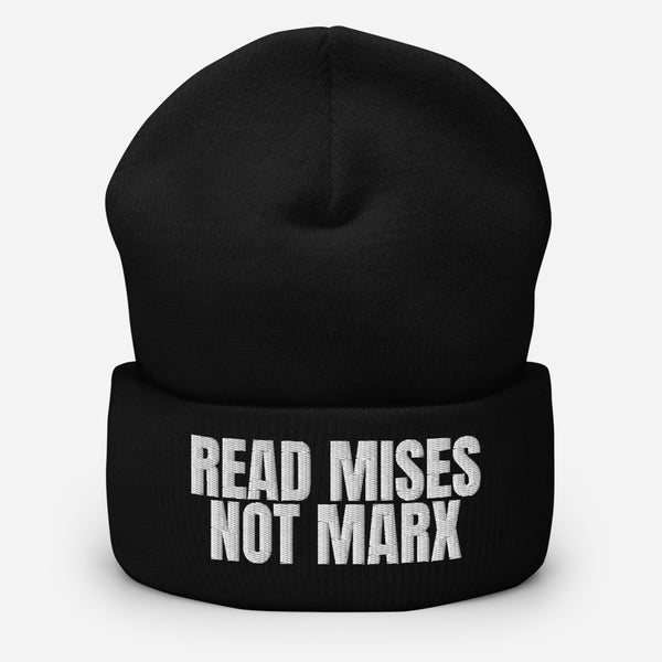 Read Mises, Not Marx Cuffed Beanie