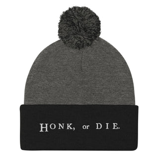 Buy dark-heather-grey-black Honk or Die Pom-Pom Beanie