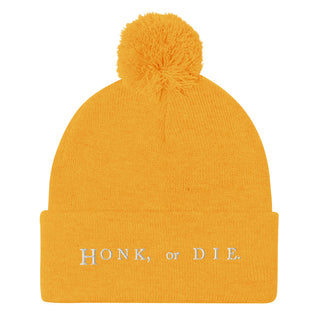 Buy gold Honk or Die Pom-Pom Beanie