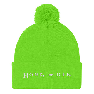 Buy neon-green Honk or Die Pom-Pom Beanie