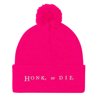 Buy neon-pink Honk or Die Pom-Pom Beanie