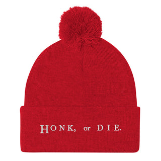 Buy red Honk or Die Pom-Pom Beanie